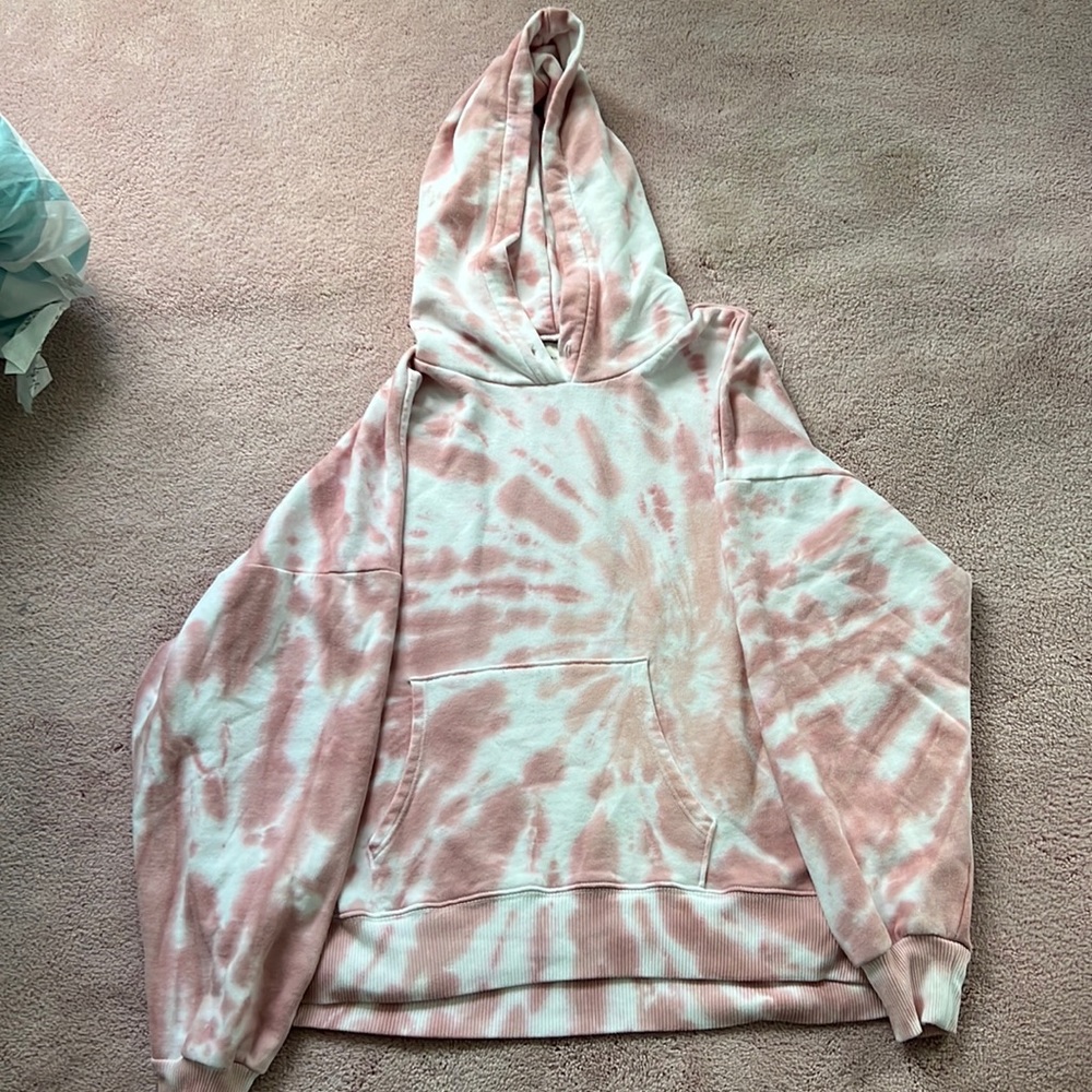 american eagle size xs tie dye pink and white sweatshirt